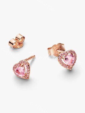 Pandora Pink Elevated Heart Stud Earrings